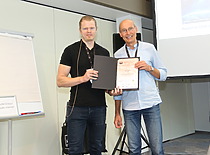 Lecturer Prof. Franz Faupel with Chairperson Dr. Kaspars Traskovskis