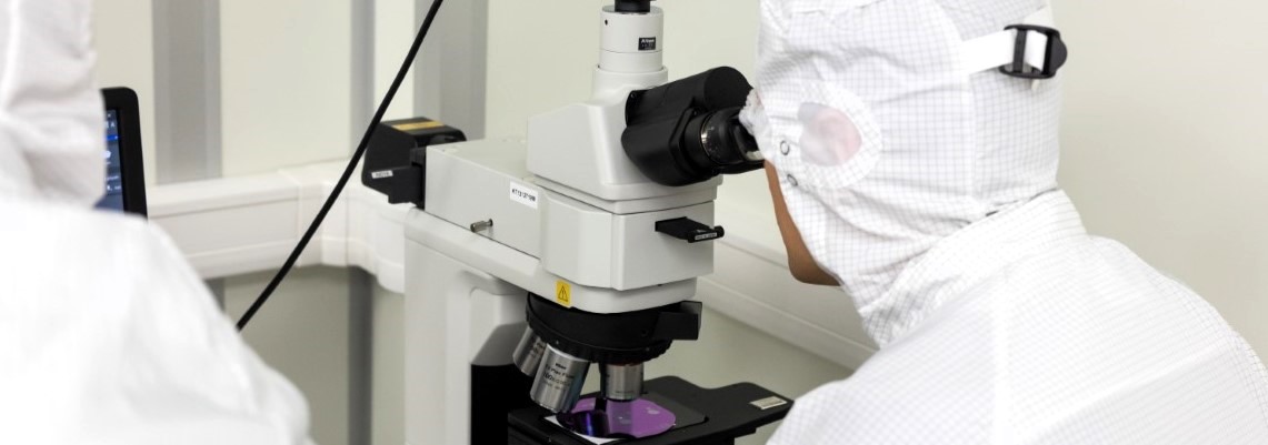 Researcher works in a cleanroom