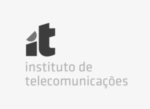 Instituto de Telecomunica&ccedil;&otilde;es logo with stylized &ldquo;it&rdquo; symbol and name in grey tones, minimalist design, link to partner information.