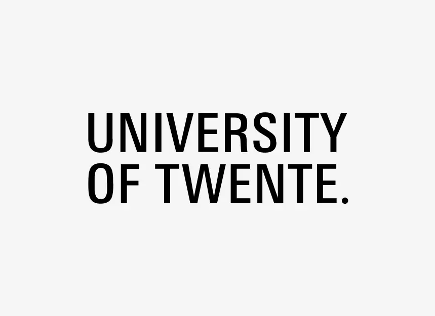 University of Twente logo with uppercase text in black and white typographic design, link to partner information.